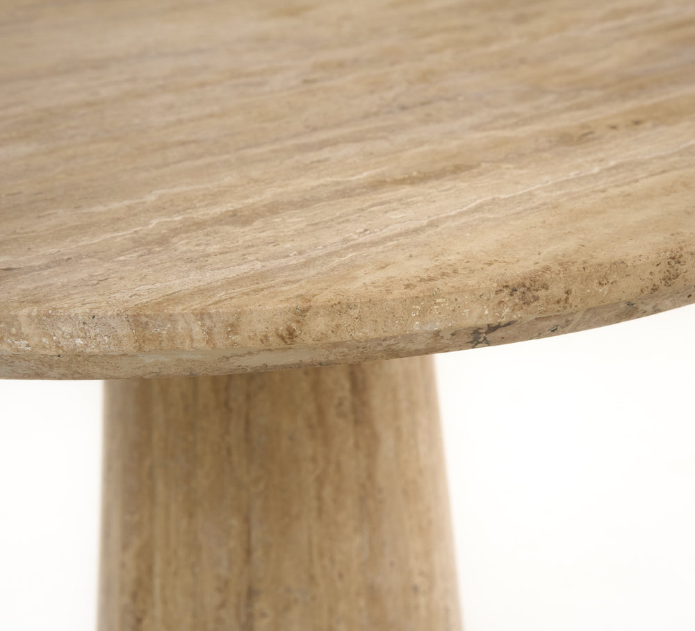 Velma - Modern Travertine Marble Round Dinette Table - View 3