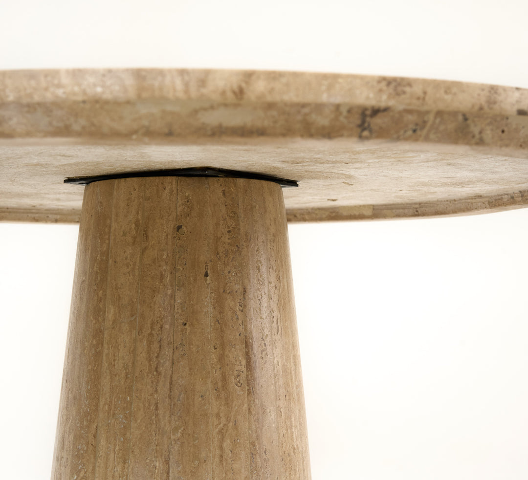 Velma - Modern Travertine Marble Round Dinette Table