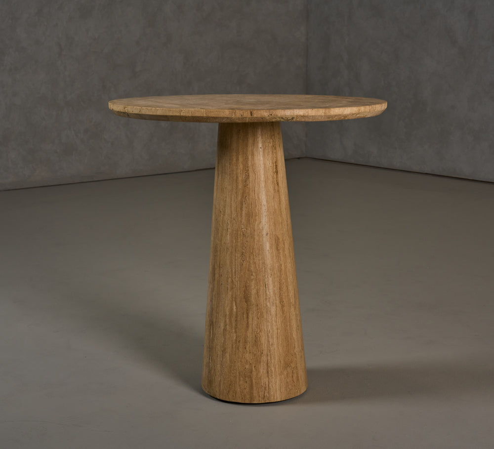 Velma - Modern Travertine Marble Round Dinette Table - View 2