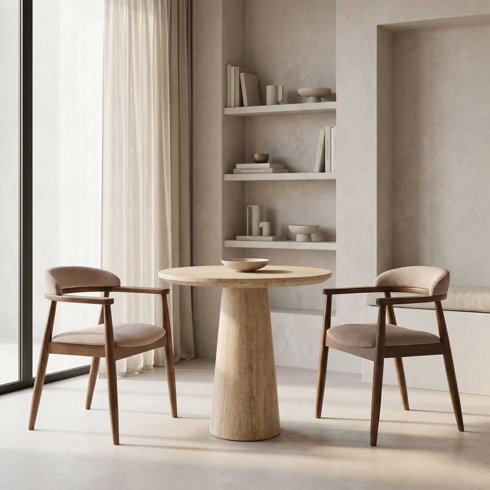 Velma - Modern Travertine Marble Round Dinette Table - View 8