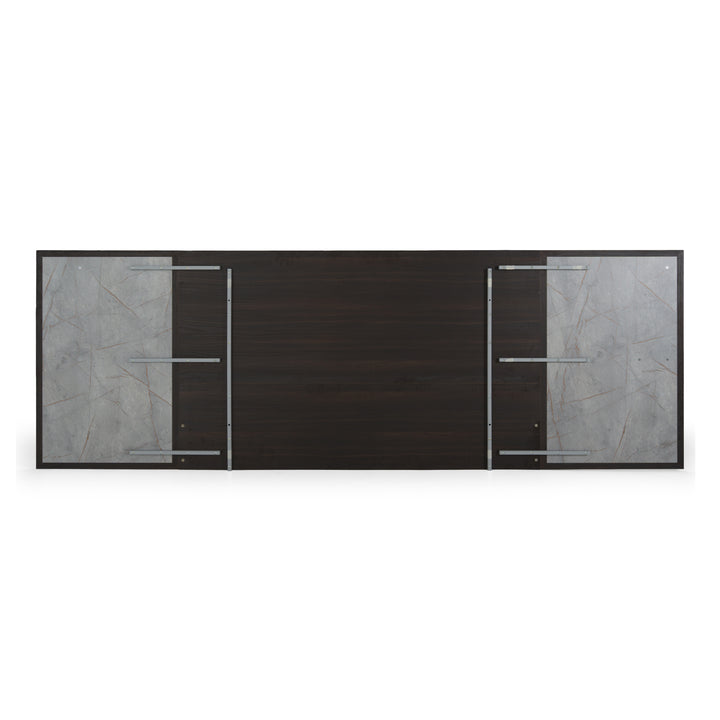 Velondra - Modern Eucalypto + Marble Bed with Two Nightstands