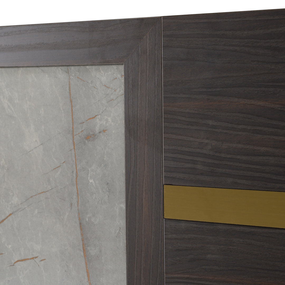 Velondra - Modern Eucalypto + Marble Bed with Two Nightstands