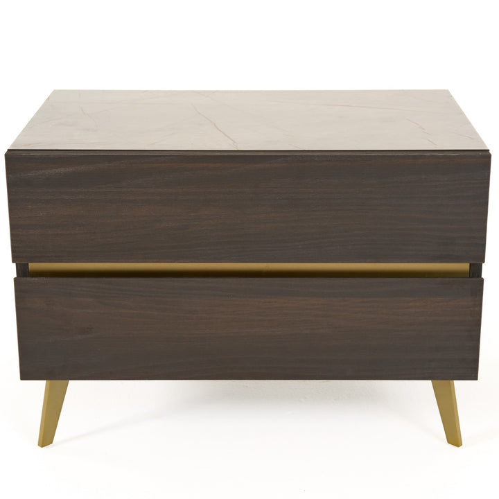 Velondra - Modern Eucalypto + Marble Bed with Two Nightstands