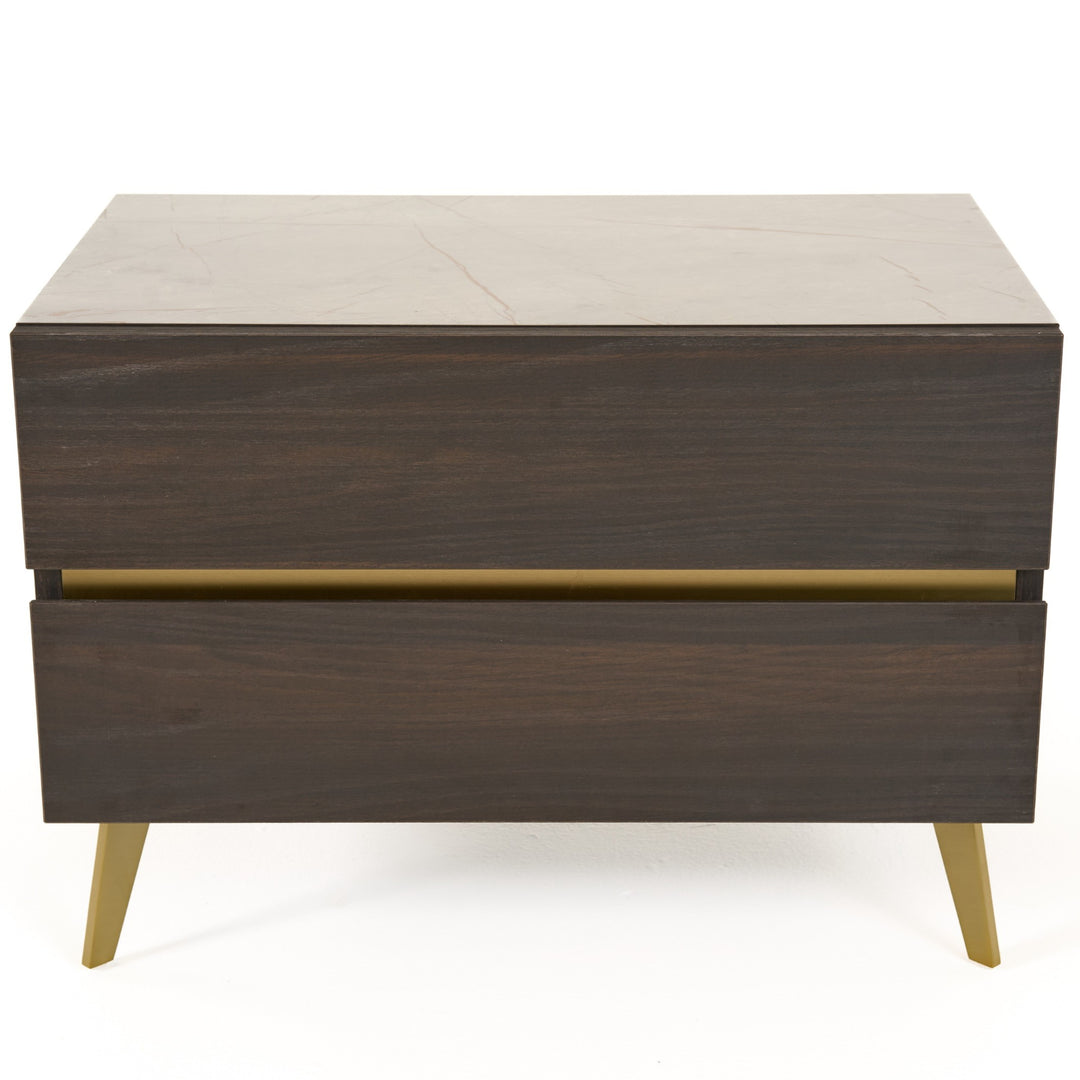 Velondra - Modern Eucalypto + Marble Bed with Two Nightstands
