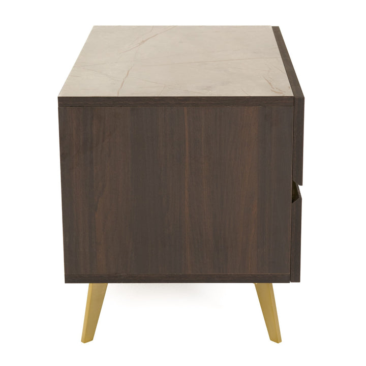 Velondra - Modern Eucalypto + Marble Bed with Two Nightstands