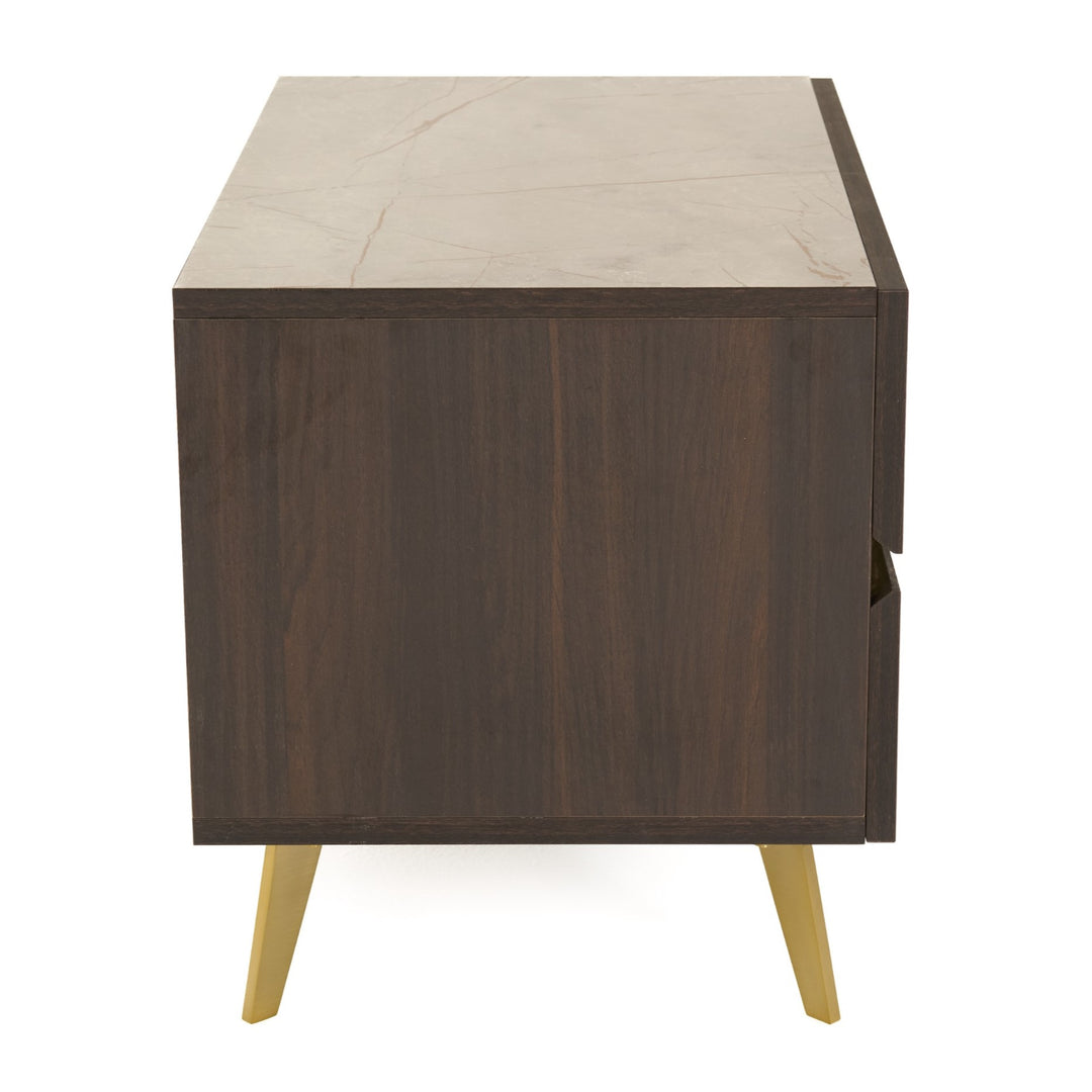 Velondra - Modern Eucalypto + Marble Bed with Two Nightstands