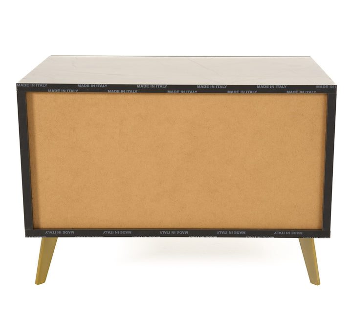 Velondra - Modern Eucalypto + Marble Bed with Two Nightstands