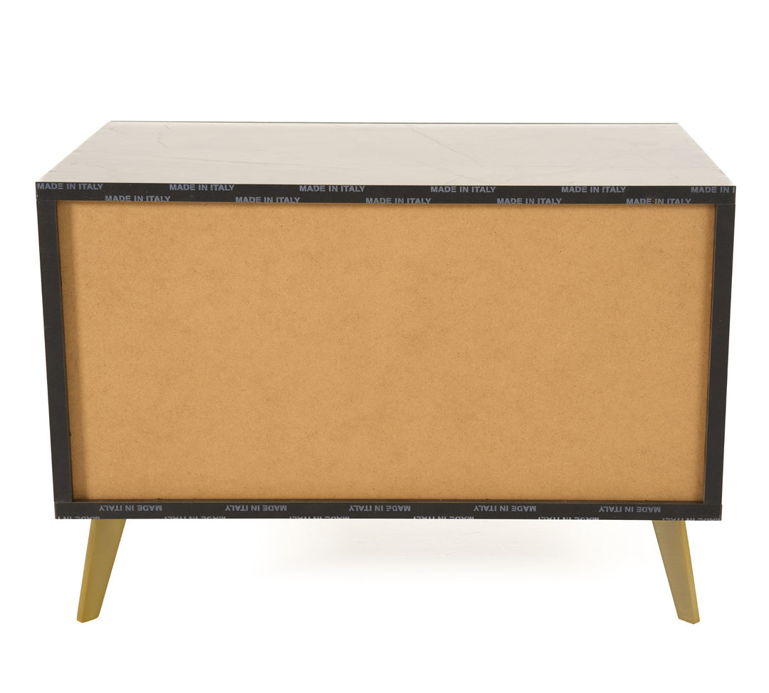 Velondra - Modern Eucalypto + Marble Bed with Two Nightstands