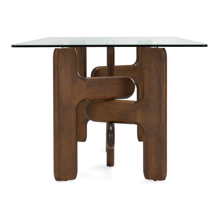 Velshi - Modern Glass + Walnut Rectangular Dining Table