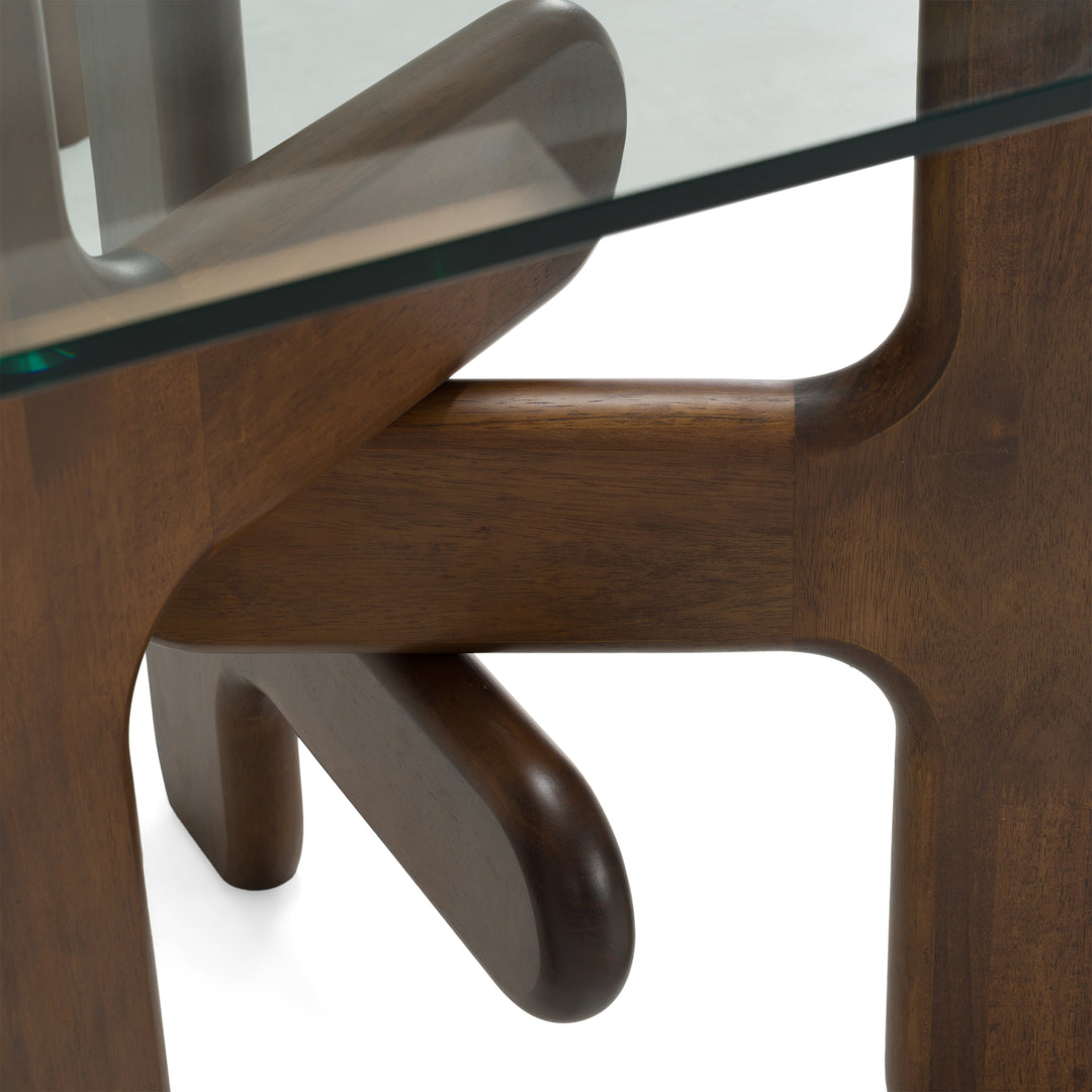 Velshi - Modern Glass + Walnut Rectangular Dining Table