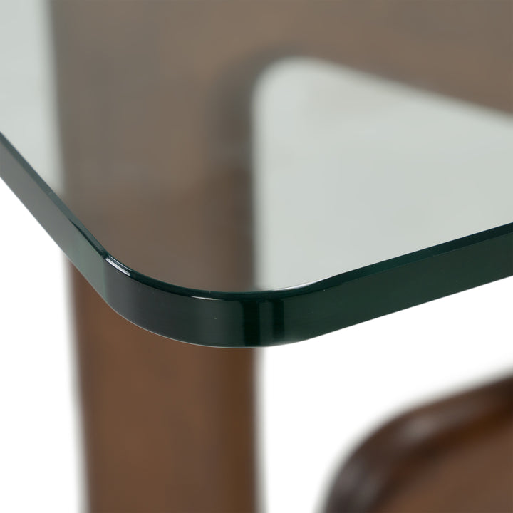 Velshi - Modern Glass + Walnut Rectangular Dining Table