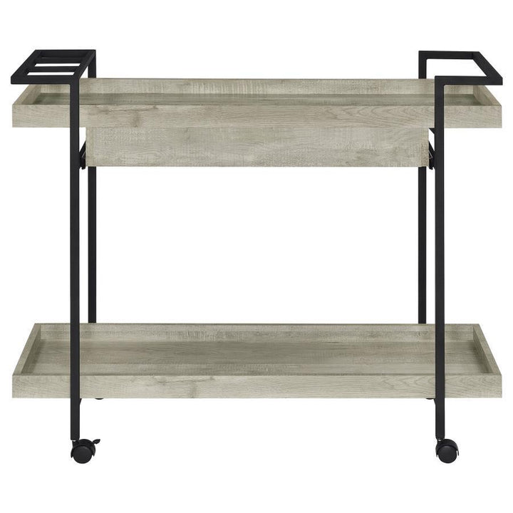 Ventura - 1 - Drawer Engineered Wood Bar Cart - Gray Driftwood Bar Cart modern furniture Contempo Furniture