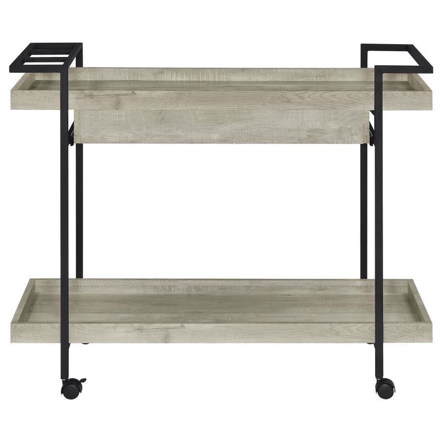 Ventura - 1 - Drawer Engineered Wood Bar Cart - Gray Driftwood Bar Cart modern furniture Contempo Furniture