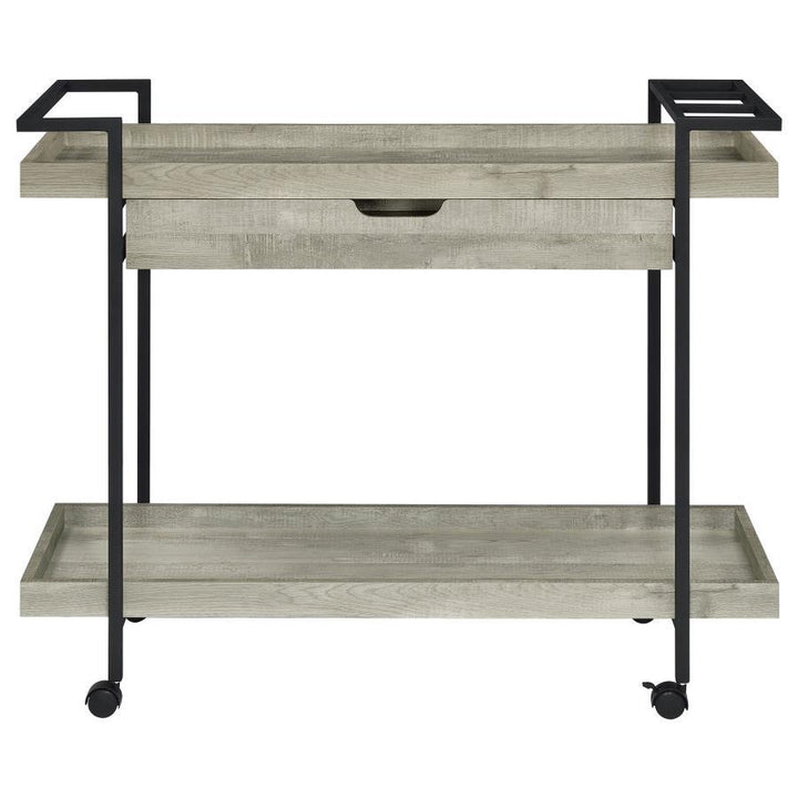 Ventura - 1 - Drawer Engineered Wood Bar Cart - Gray Driftwood Bar Cart modern furniture Contempo Furniture