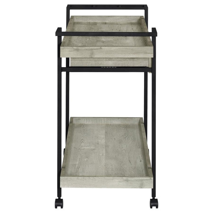 Ventura - 1 - Drawer Engineered Wood Bar Cart - Gray Driftwood Bar Cart modern furniture Contempo Furniture