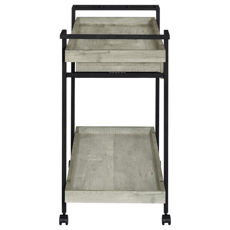 Ventura - 1 - Drawer Engineered Wood Bar Cart - Gray Driftwood Bar Cart modern furniture Contempo Furniture