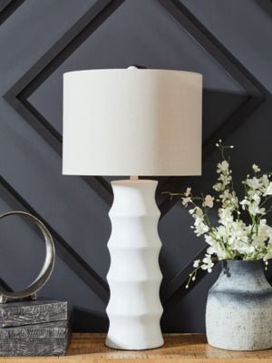 Veraleigh Table Lamp - White Table Lamp modern furniture Contempo Furniture