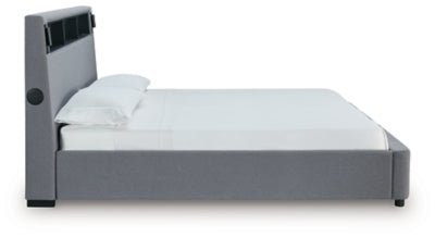 Verishaw California King Upholstered Bed - Gray Upholstered Bed modern furniture Contempo Furniture