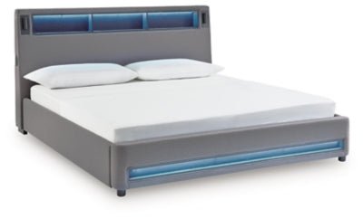 Verishaw California King Upholstered Bed - Gray Upholstered Bed modern furniture Contempo Furniture