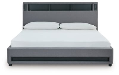 Verishaw California King Upholstered Bed - Gray Upholstered Bed modern furniture Contempo Furniture