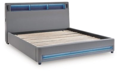 Verishaw California King Upholstered Bed - Gray Upholstered Bed modern furniture Contempo Furniture