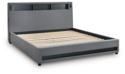 Verishaw California King Upholstered Bed - Gray Upholstered Bed modern furniture Contempo Furniture