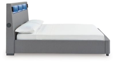 Verishaw California King Upholstered Bed - Gray Upholstered Bed modern furniture Contempo Furniture