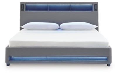 Verishaw King Upholstered Bed - Gray Upholstered Bed modern furniture Contempo Furniture
