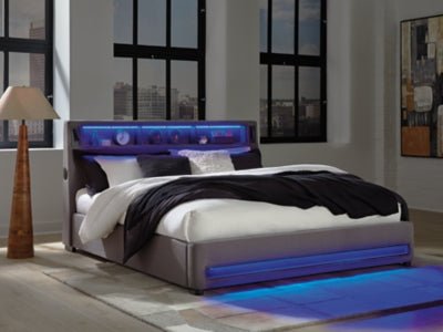 Verishaw King Upholstered Bed - Gray Upholstered Bed modern furniture Contempo Furniture