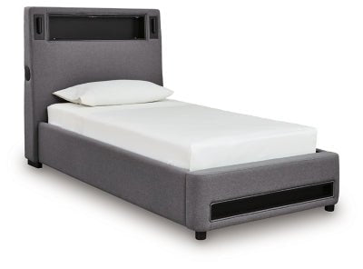 Verishaw Twin Upholstered Bed - Gray Upholstered Bed modern furniture Contempo Furniture