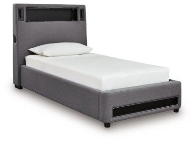 Verishaw Twin Upholstered Bed - Gray Upholstered Bed modern furniture Contempo Furniture