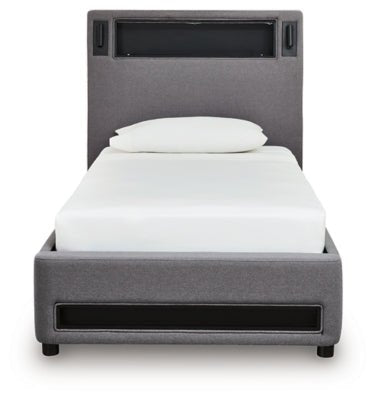 Verishaw Twin Upholstered Bed - Gray Upholstered Bed modern furniture Contempo Furniture