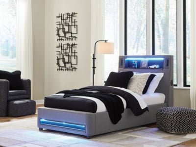 Verishaw Twin Upholstered Bed - Gray Upholstered Bed modern furniture Contempo Furniture