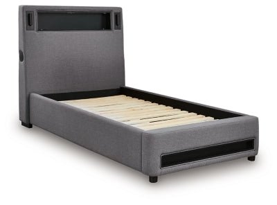 Verishaw Twin Upholstered Bed - Gray Upholstered Bed modern furniture Contempo Furniture