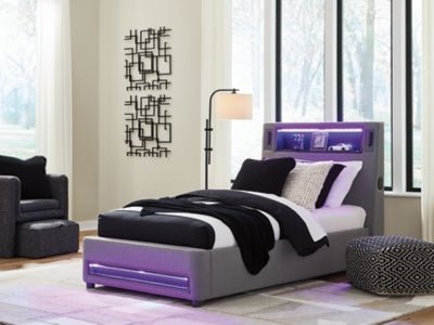 Verishaw Twin Upholstered Bed - Gray Upholstered Bed modern furniture Contempo Furniture