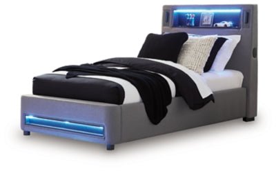Verishaw Twin Upholstered Bed - Gray Upholstered Bed modern furniture Contempo Furniture