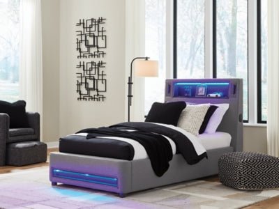 Verishaw Twin Upholstered Bed - Gray Upholstered Bed modern furniture Contempo Furniture
