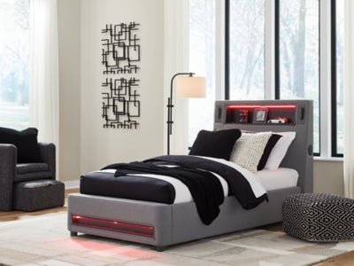 Verishaw Twin Upholstered Bed - Gray Upholstered Bed modern furniture Contempo Furniture