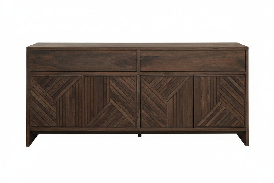 Modus Furniture Pgrr78 Fevano Four Door Two Drawer Solid Wood Sideboard In Smoked Brown