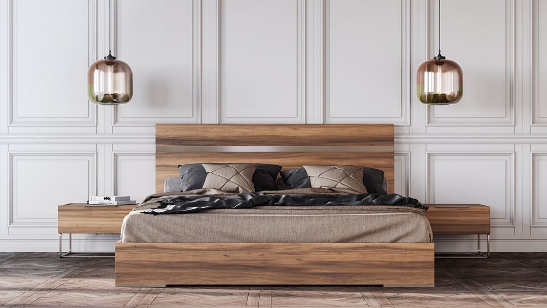 Queen Lorenzo Italian Modern Light Oak Bed