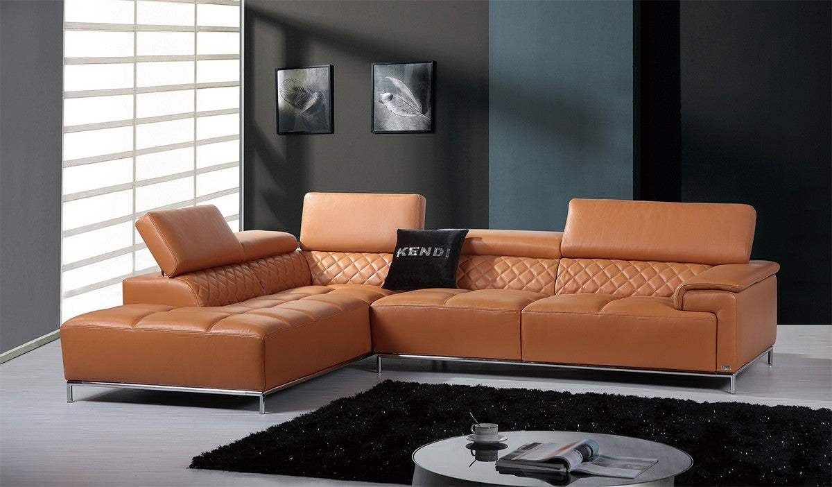 Half Leather Citadel Modern Leather Sectional Sofa