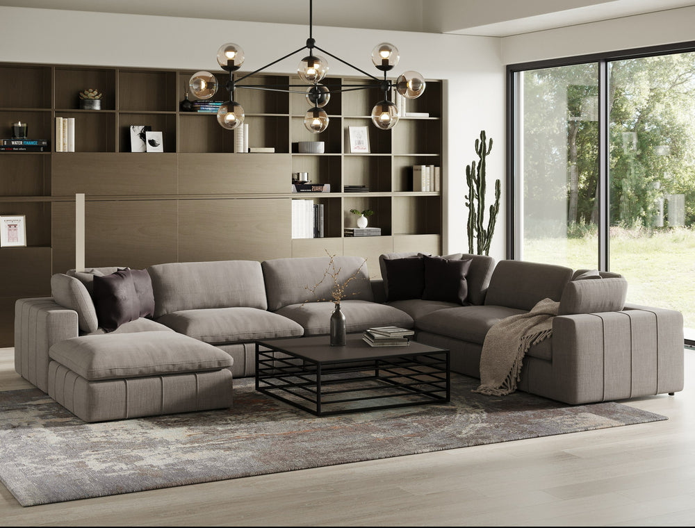 Vicki - Modern Grey Fabric Ottoman - View 2