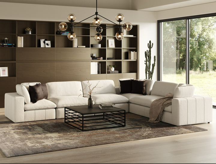 Vicki - Modern Off-White Fabric Modular Armless Seat