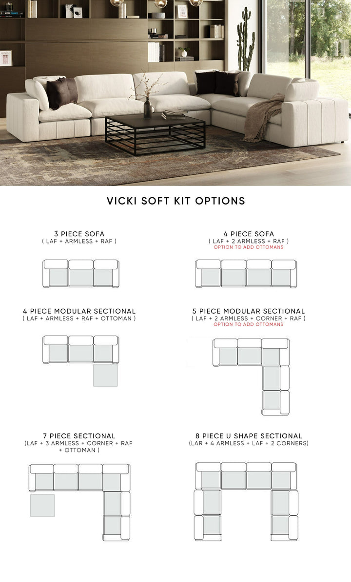 Vicki  Modern OffWhite Fabric Modular Sectional