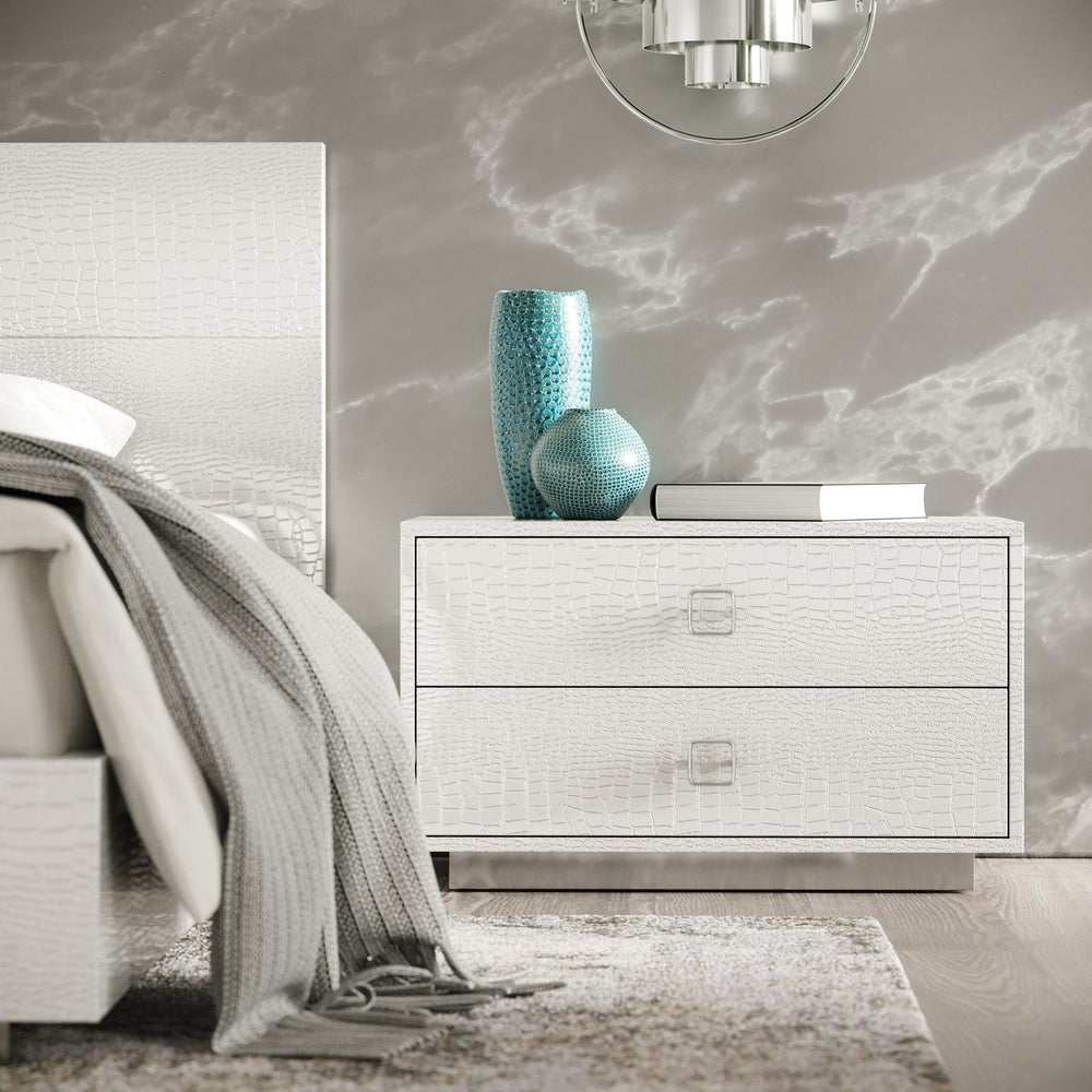 Victoria Modern White Crocodile Nightstand - View 10