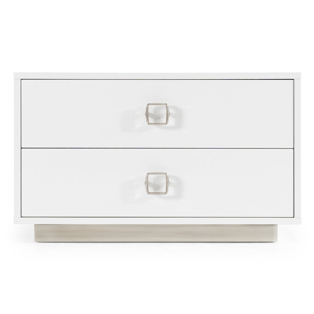 Victoria Modern White Crocodile Nightstand