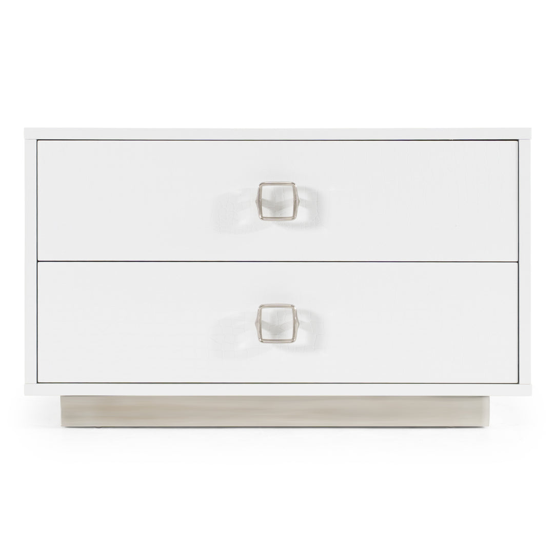 Victoria Modern White Crocodile Nightstand