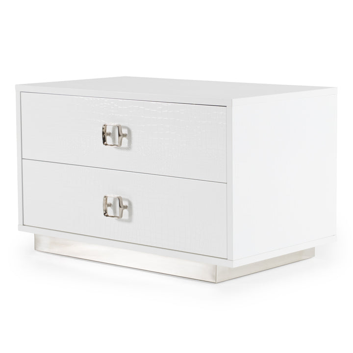 Victoria Modern White Crocodile Nightstand