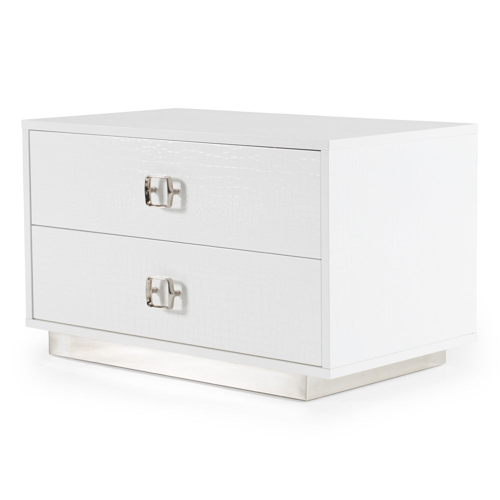 Victoria Modern White Crocodile Nightstand - View 13