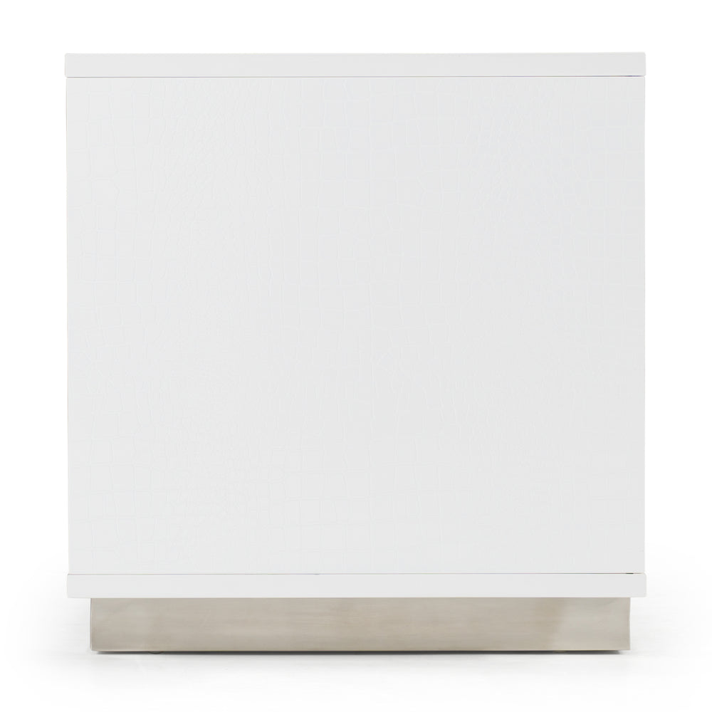 Victoria Modern White Crocodile Nightstand - View 15